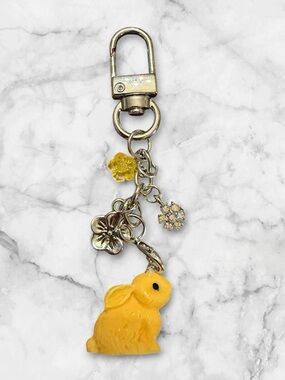 Yellow Bunny Charm Keychain with Flower Charms